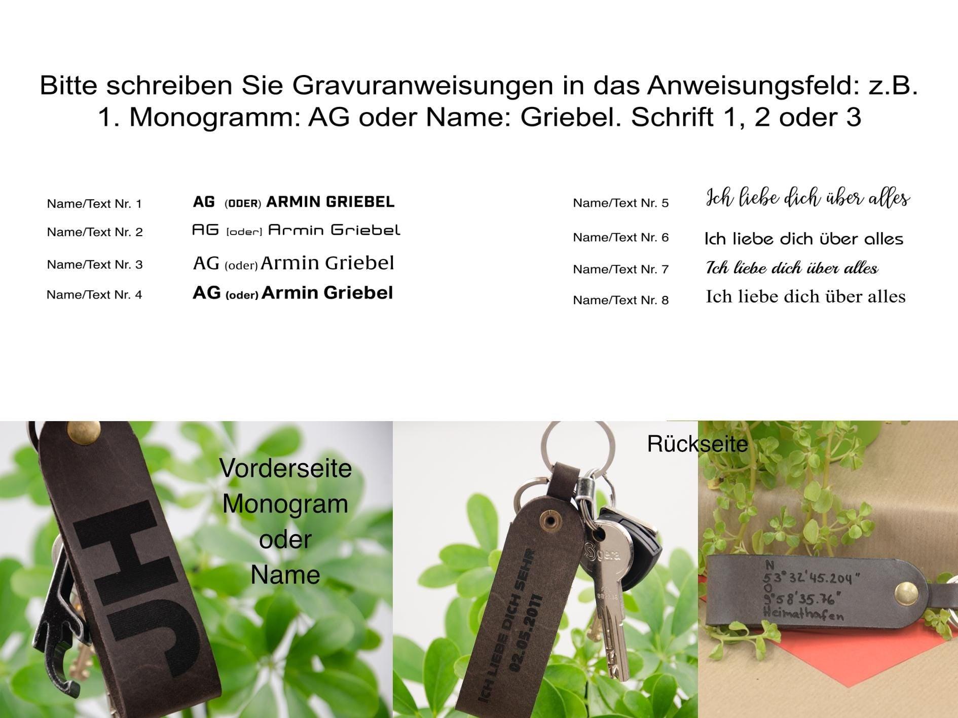 Monogramm-Schlüsselanhänger. Personalisierter Schlüsselanhänger mit Gravur. Geschenk zum Vatertag, Geschenk für ihn. Geburtstagsgeschenk. - KATAAB