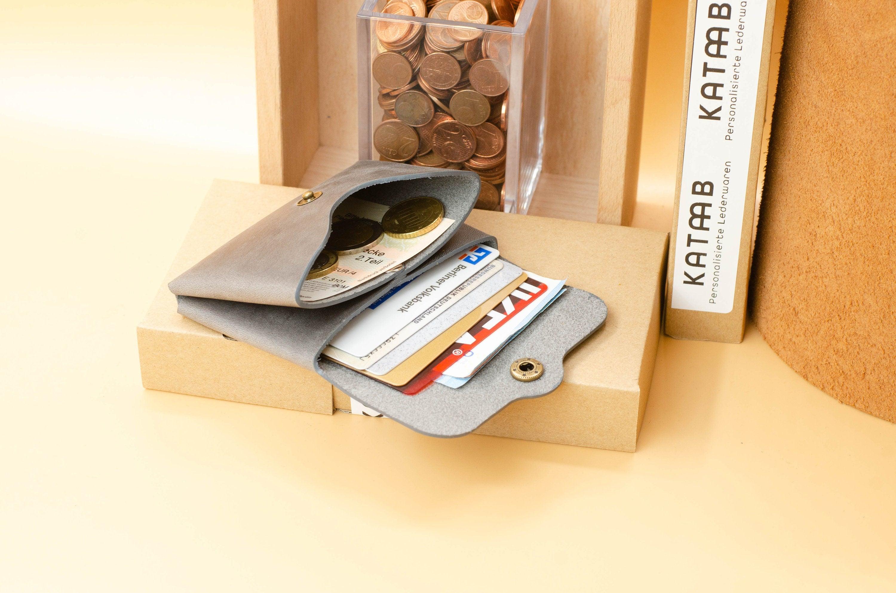 Kleine Ledergeldbörse.Minimalistischer Leder Geldbeutel.Schlanke Brieftasche.Geldbörse mit Münzfach.Geldbeutel für Damen.Frauen Portemonnaie - KATAAB