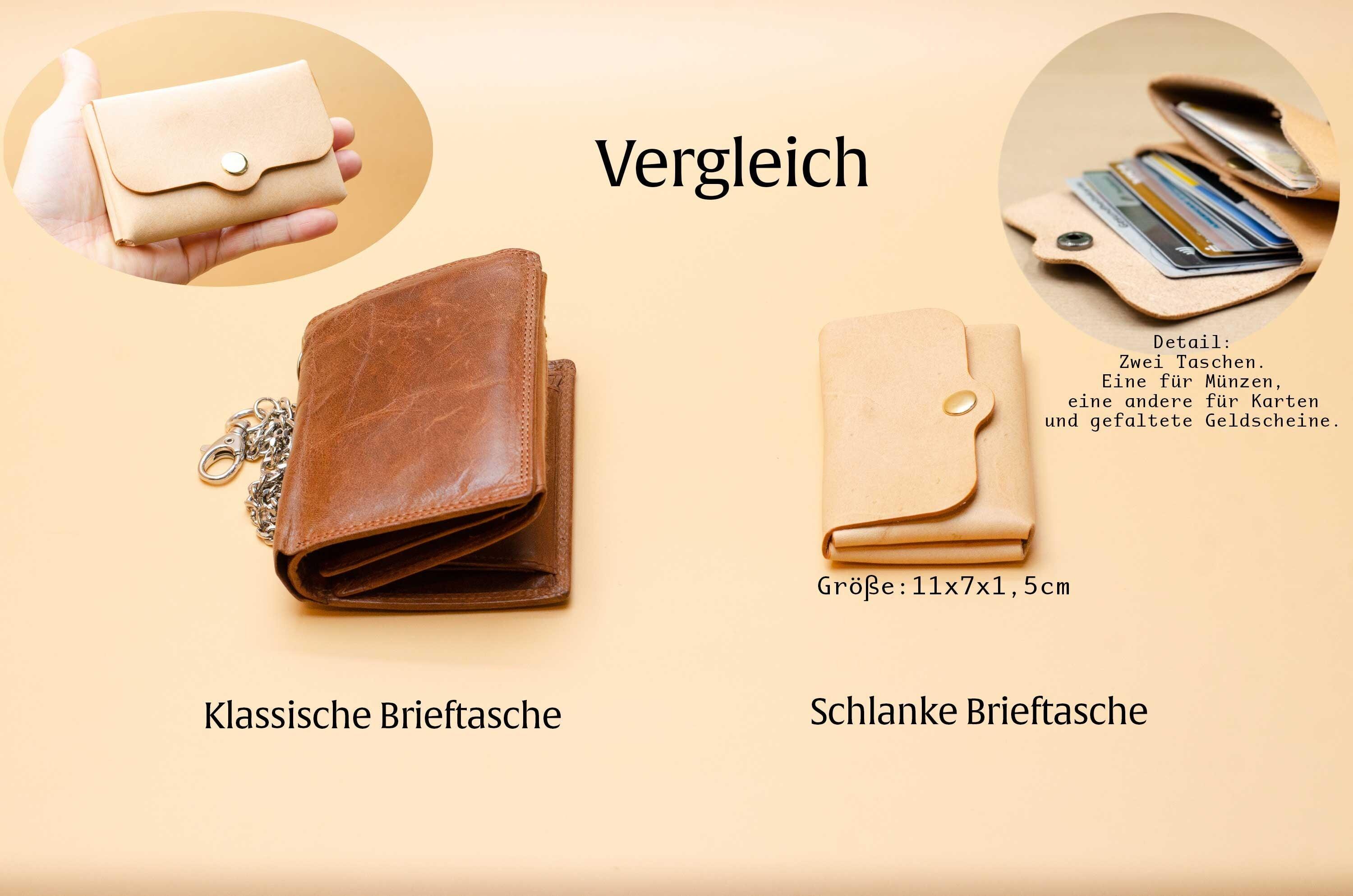 Personalisierte Geldbörse mit Gravur. Monogramme Brieftasche. Minimalistischer Leder Geldbeutel (für Herren / Damen). Geschenk für ihn. - KATAAB