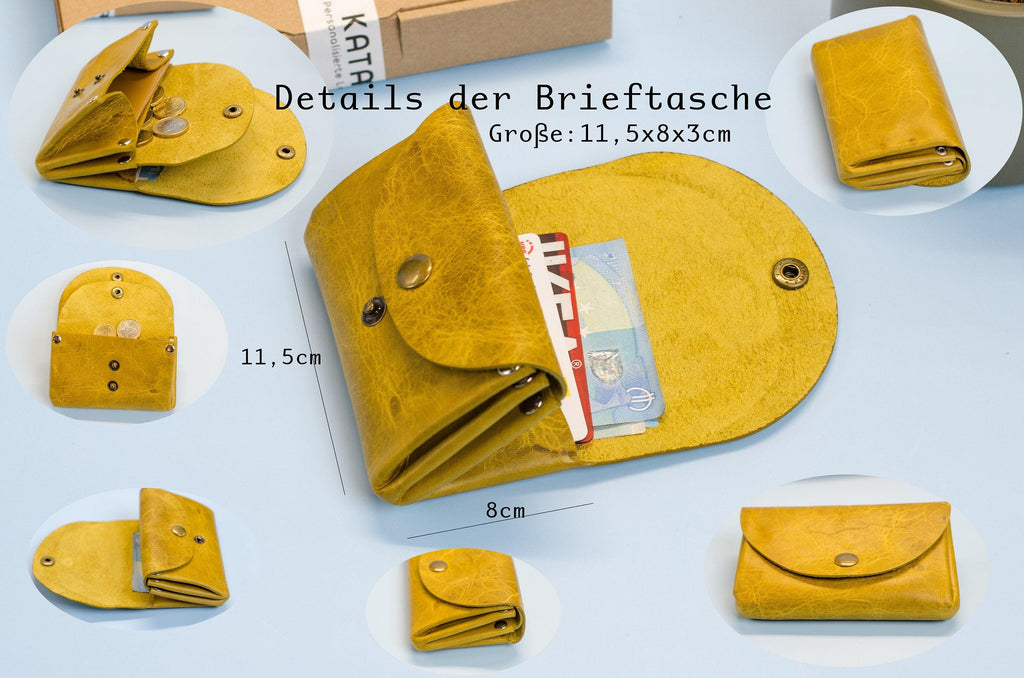 Kleiner Geldbeutel für Damen. Minimalistische Brieftasche als Geschenkidee. Schlanke und praktische Geldbörse (11,5x8x3,5 cm) - KATAAB