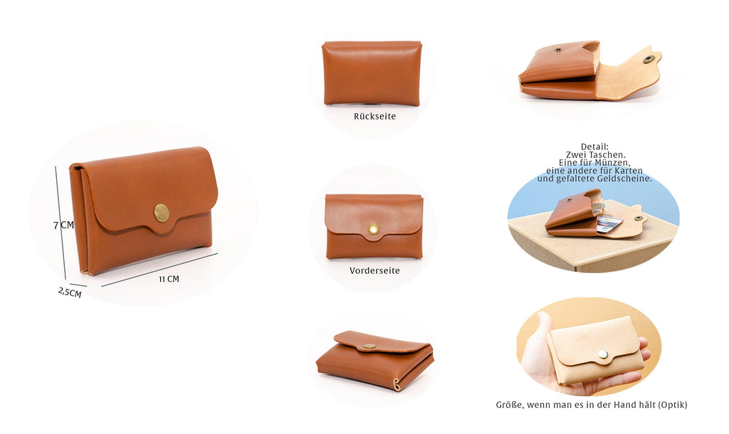 Kleinlederetui für Damen. Schlanke Portemonnaie für Damen. Minimalistische Brieftasche. Leder Geldbeutel. Geschenk für Sie. Geldbörse. - KATAAB