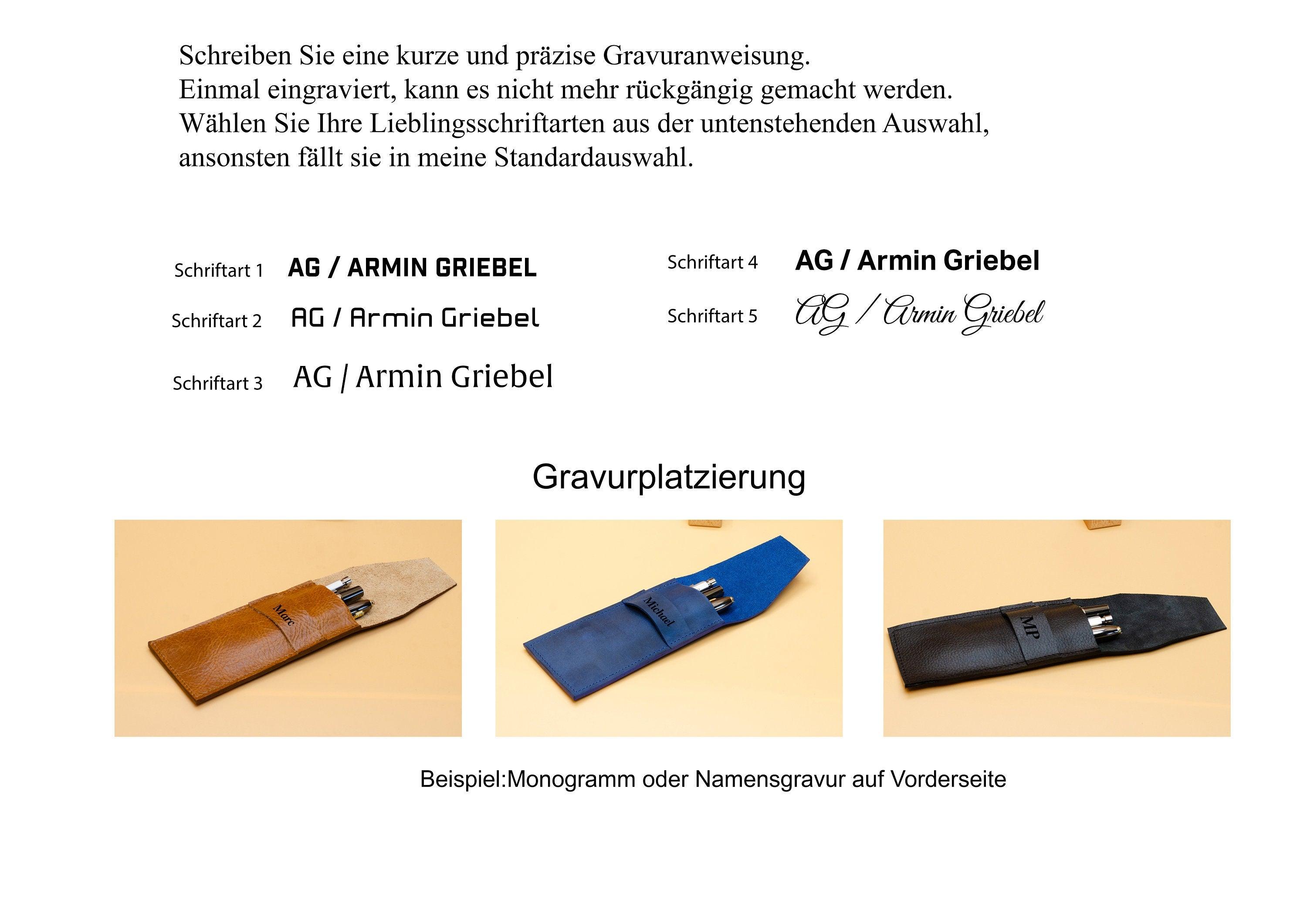 Monogramm-Federtasche. Bleistifthalter aus Leder.Leder Stifthülle. Personalisiertes Stifteetui. Monogram Stifteetui. Gravur Stifteetui. - KATAAB