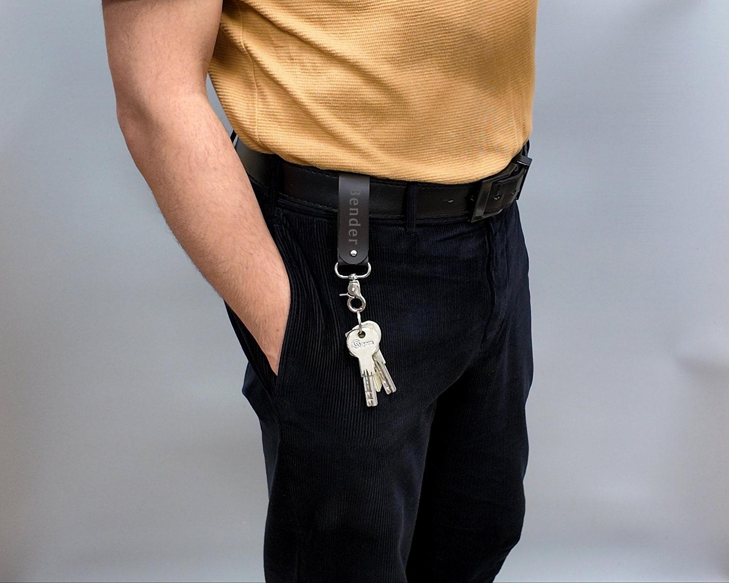 Personalisierter Leder Schlüsselanhänger mit Gravur - Perfektes Geburtstagsgeschenk für Papa, Schlüsselring, Geschenk für Ihn. - KATAAB
