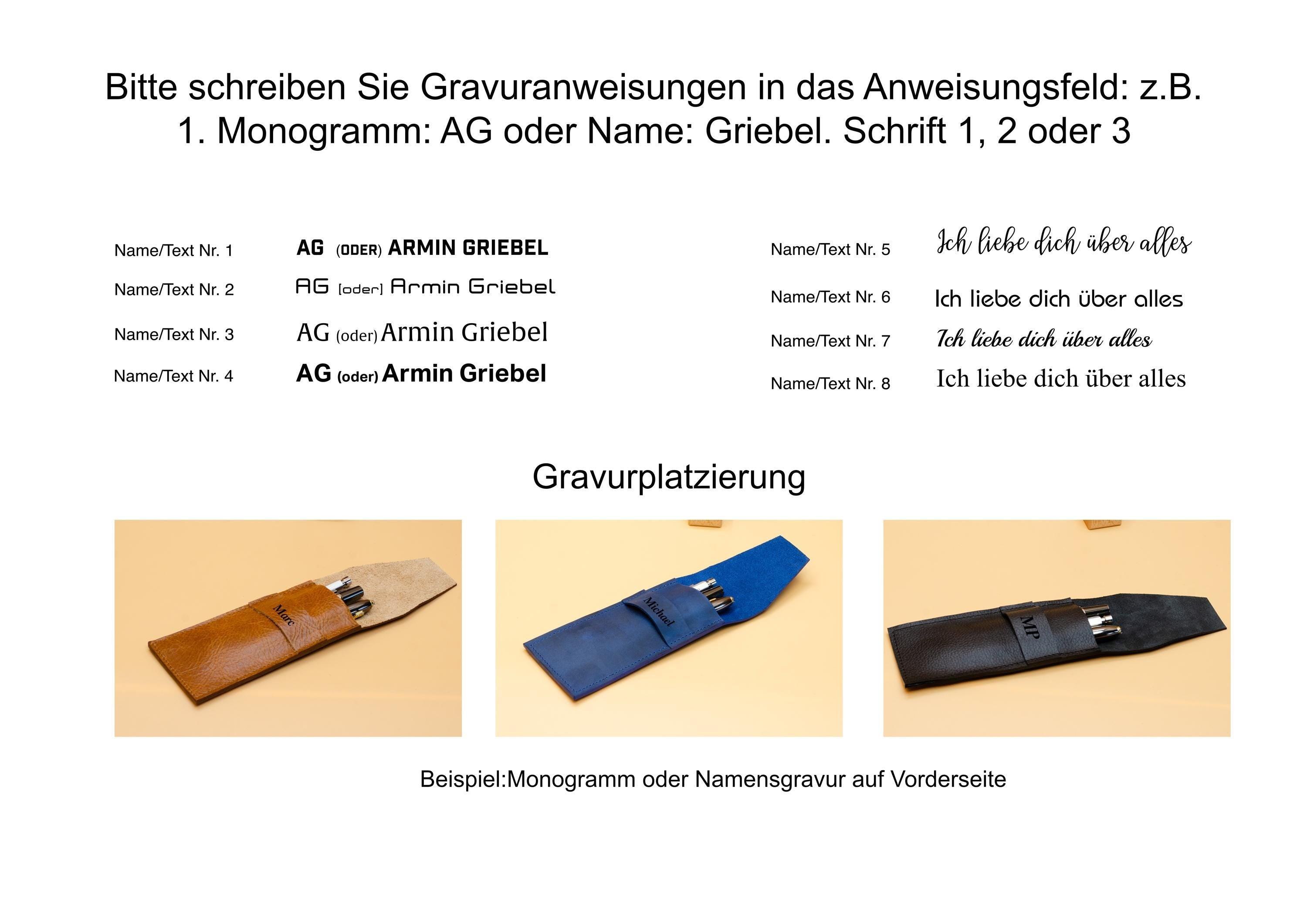 Leder Stifthülle. Personalisiertes Stifteetui. Monogram Stifteetui. Gravur Stifteetui. Monogramm-Federtasche. Bleistifthalter aus Leder. - KATAAB