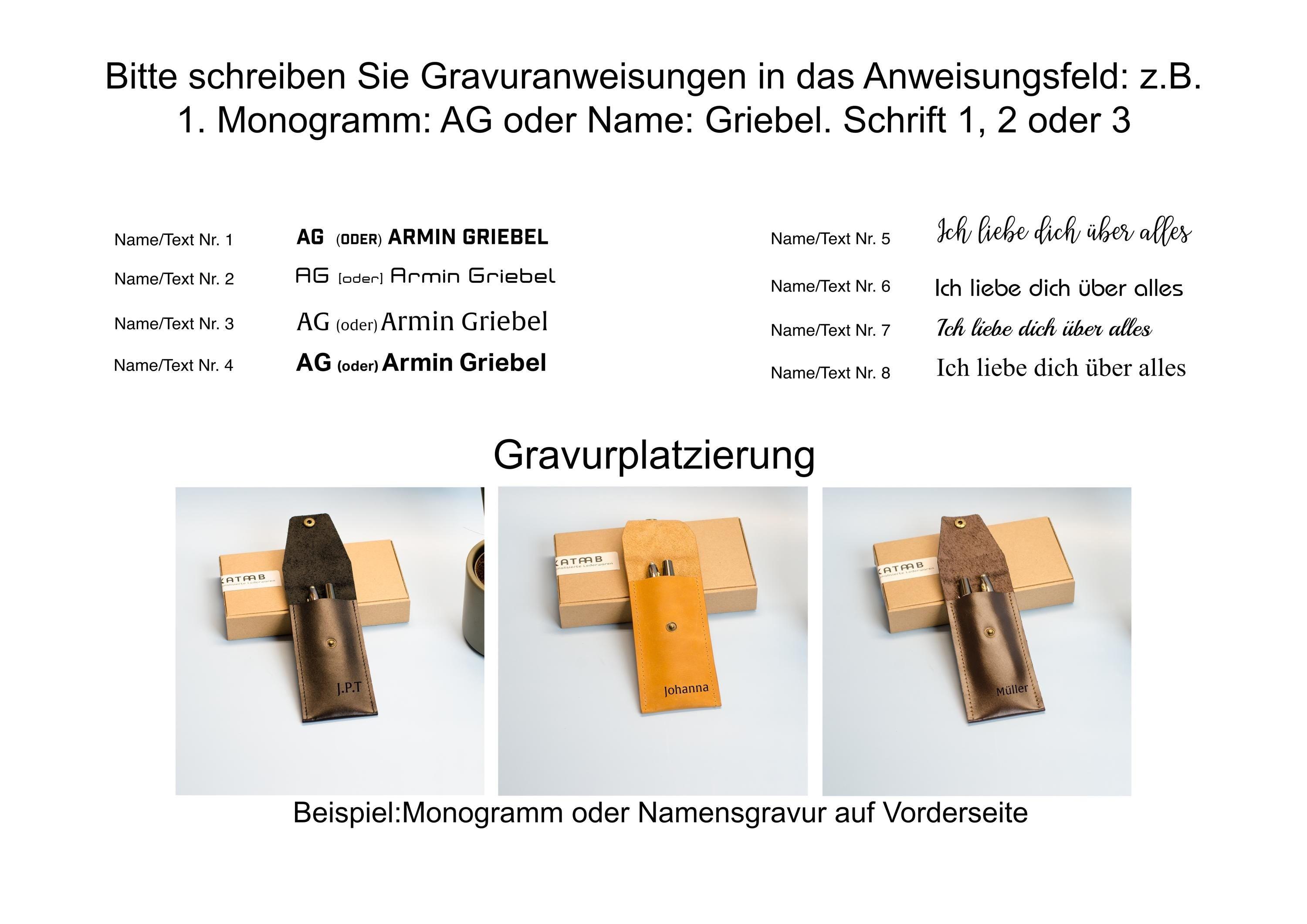 Personalisiertes Stiftetui aus Leder. Bleistifthalter aus Leder mit Gravur. Leder Stifthülle. Monogram Stifteetui. Gravur Stiftetui. - KATAAB
