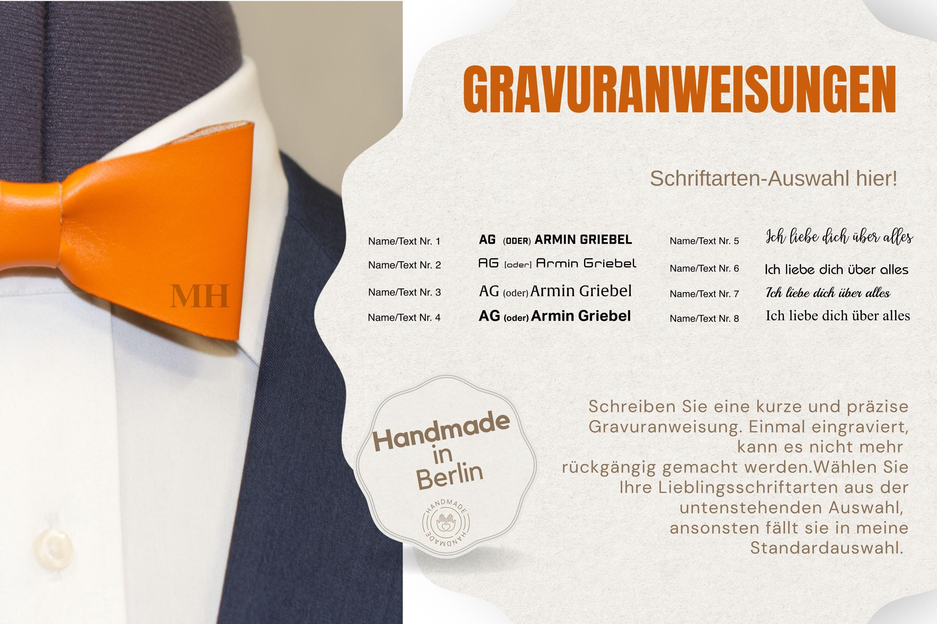Lederfliege mit Gravur, Hochzeitsfliege, personalisiertes Geschenk, braune Herrenfliege, stilvolle Trauzeugengeschenke - KATAAB