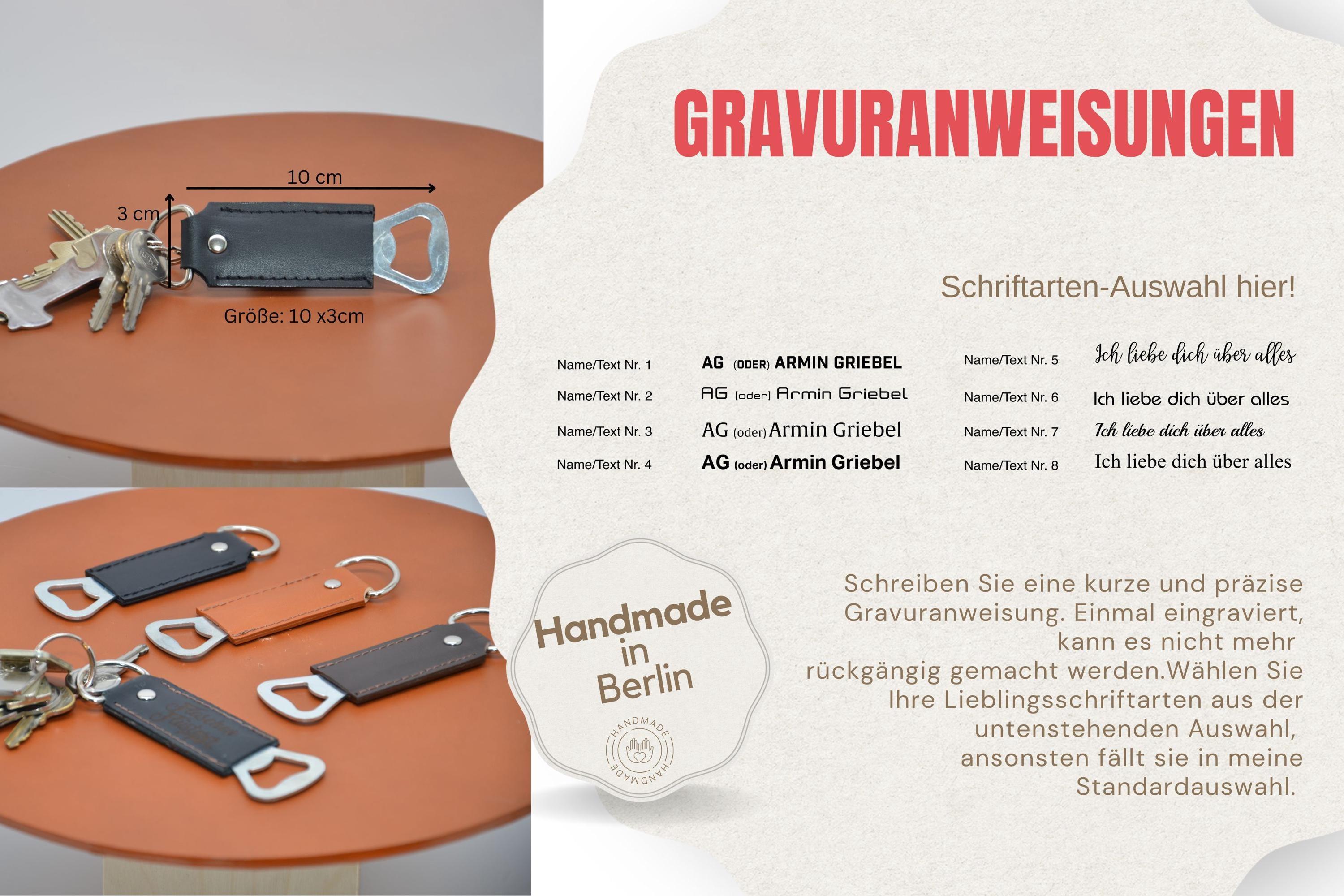 Personalisierbarer Leder Schlüsselanhänger mit Flaschenöffner – Rustikales Accessoire, Geschenk für Männer - KATAAB