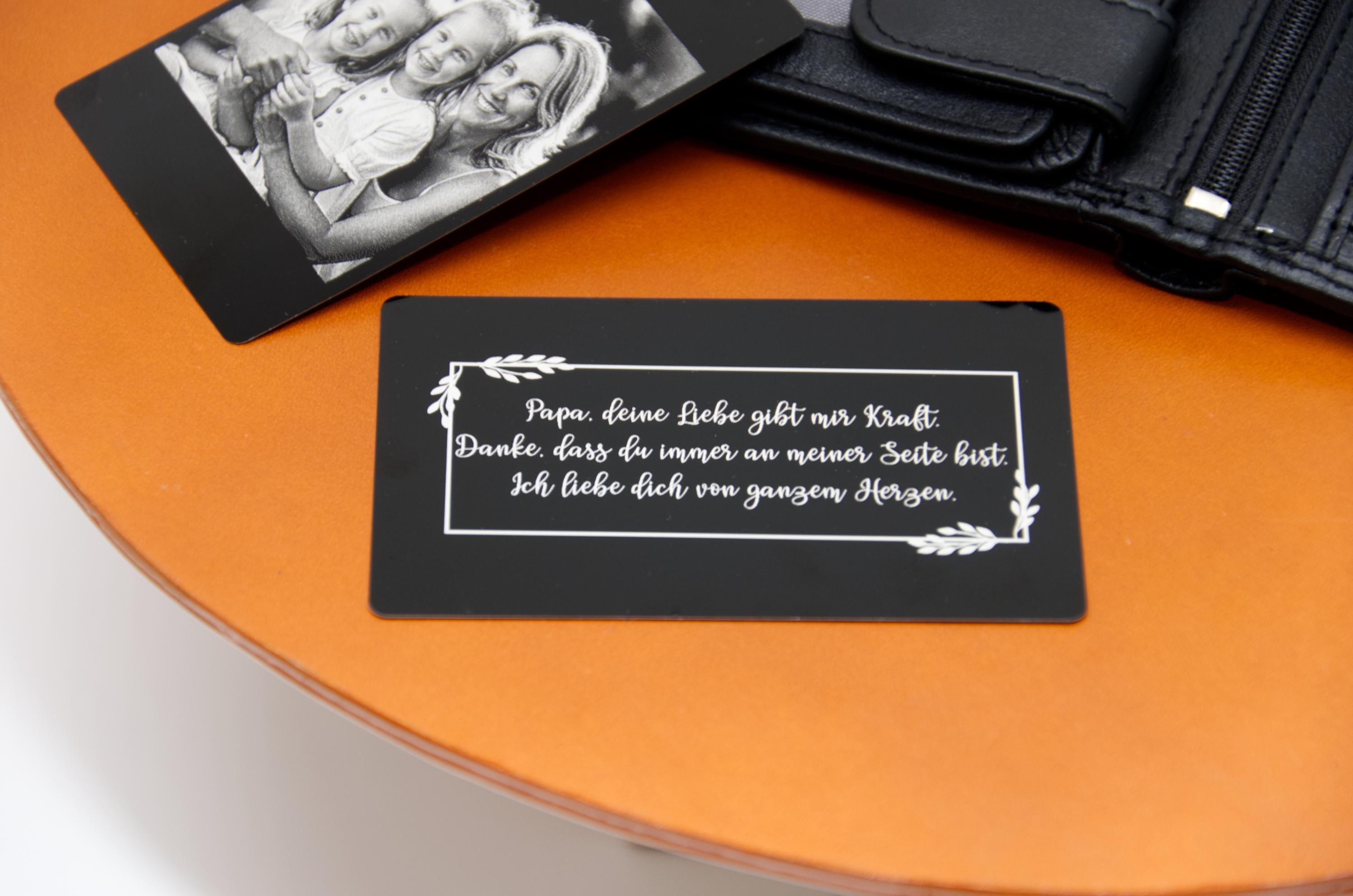 Personalisierte Aluminium Einsteckkarte für Geldbeutel – Foto & Text Gravur – Beidseitig anpassbar – Persönliches Geschenk für Geldbörsen - KATAAB