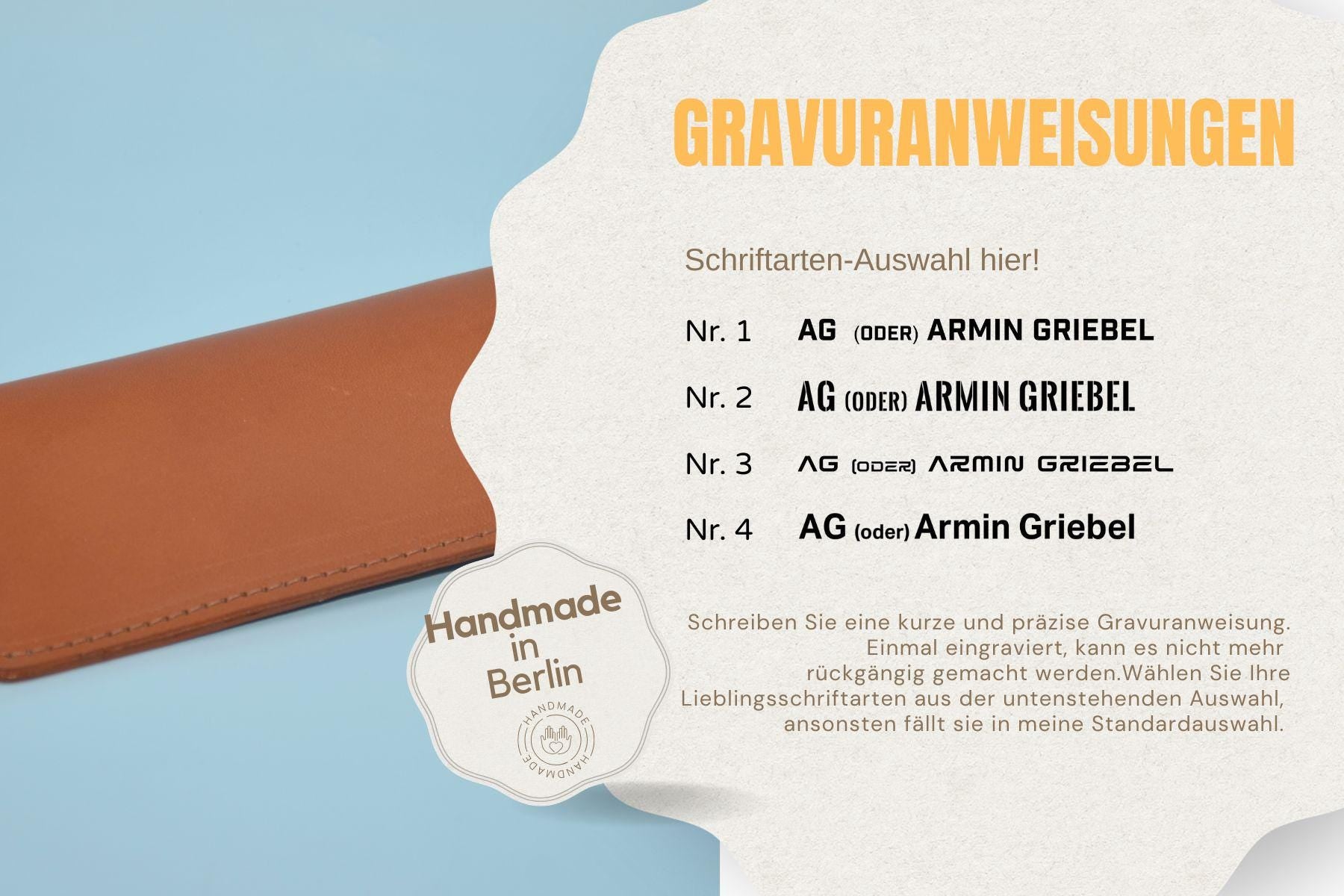 Slim Leder-Brillenetui – Flaches Sonnenbrillen Sleeve aus Rindsleder, Personalisierbar mit Lasergravur, Handgemacht in Berlin