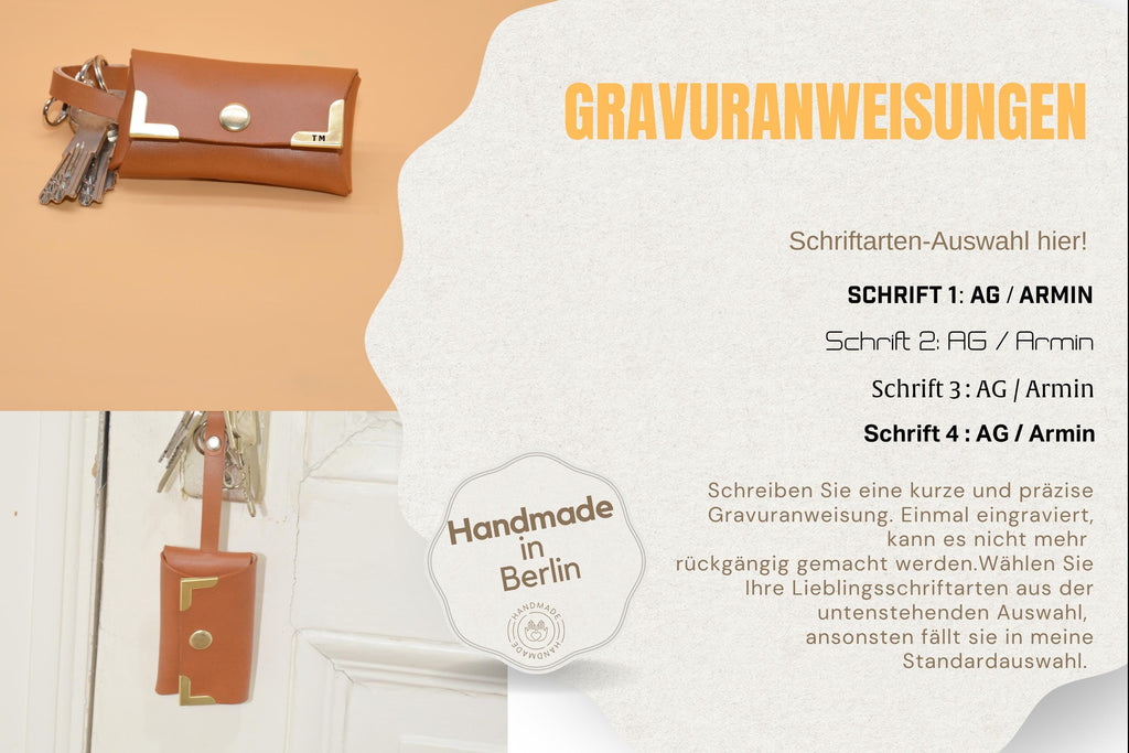 Leder-Schlüsseltasche | Schlüsselring | Autoschlüssel-Haken | AirTag-Rückfach | Gravur | 9×5,5×2,5 cm